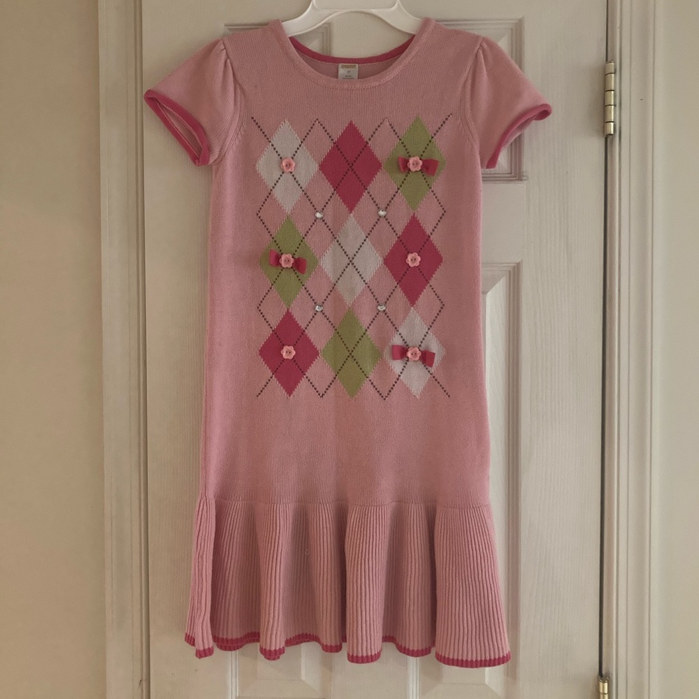 Gymboree Girls Argyle Diamond Pink Sweater Dress